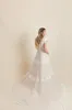 Vintage Champagne Lace Wedding Dresses Modest With Cap Sleeves V Neck Buttons Back Aline Country Western Rustic Bridal Gowns Mode2628595