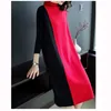 Robes décontractées hiver à manches longues robe pull femme couleur correspondant femme o-cou droit tricoté midi robes