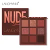 Langmanni 9色ヌードアイシャドウパレットマットロングラストパウダーアイシャドウパレットメイクアップ化粧品