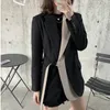 2020 Primavera Novo Doce Doce Neck Neck Mulheres Terno Jaqueta Korea Blazers Contraste Lace Design Senhoras Office Coat Loose Feminino Tops