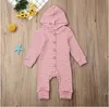 Boys Striped Rompers Kids Designer Clothes Child Long Sleeve Hooded Jumpsuits Infant Knit Thermal Boutique Climb Clothes Overall P3472038