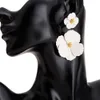 Multilayers Over Size Flower Shape Earring Handmade Jewelry Hypoallergenic Stylish Earring For Women Girl White