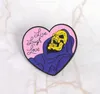 Pink Heart Skull Pins Skeleton Broscher Enamel Pins Badges Lapel Pins Skelett Smycken Punk Smycken GD171