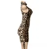 Sexy Ladies Leopard Short Dress High Collar Sleeveless Cheetah Print bodycon Slim Flapper Night Club Party Hot Sell Mini Dresses