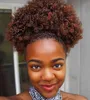 Beautiful women natural hair big afro kinky curly human hair puff updo chignon pony tail ponytail hairpiece 140g 4colors