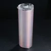 20oz Stainless Steel Skinny Tumbler with Lid Vacuum Insulated Straight Cup Beer Coffee Water Rainbow Skinny Cup HHA826