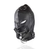 Bondage Mouth Gag PU Leather Full Gimp Open Eyes Hood Mask Costume di bloccaggio imbottito # R98