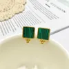 Fashion-New Fashion Brand Delicate Beautiful Malachite Gold Small Squares Earrings For Women Charm love Earrings Jewelry