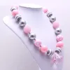 Hotsale rose gris couleur enfants grosses perles collier ensemble de bijoux à la mode fille enfants perles gros collier Bracelet ensemble