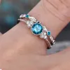 Braut Kubikzircon Silber Ring 2 Stück Trendy Kreative Ringe Sets Für Frauen, Verlobung, Hochzeit Band Jewelry205d