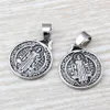 100st / lot dangle forntida silver benedict medalj charms pendants för smycken gör armband halsband DIY tillbehör 18x27mm