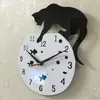 석영 시계 Cat 벽 시계 아크릴 거울 Reloj 앞 Horloge 바늘 DIY 시계 거실에 현대적인 장식 시계 3D 스티커