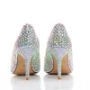 Красивые Боути Rhinestone Свадебная обувь носками Золушки Пром Насосы 8cm высокого каблука Матери невесты обувь Размер 41