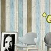 Yazi Schöne rustikale selbstklebende Streifen Faux Holz Hellblaue Tapete Rolle Wohnzimmer Schlafzimmer Wandpapier für Baby