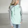 Vestes Couture Contraste Jumper Filles Hoodies Plus La Taille Patchwork Sweats Casual Manteau À Manches Longues Col Roulé Pulls A6471