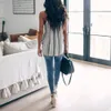 Atacado 2019 Mulheres Stripes Camis emenda Verão V-neck Cruz Algodão de alças da correia de Moda de Nova Casual