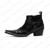 Men Shoes Genuine Leather Boots New Fashion Simplicity Metal Pointed Toe Boots Big Size Zipper Short Boots