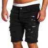 Fashion Ripped Hole Denim Shorts Men noir blanc mince skinny skillet jean décontracté vintage basse taille courte Homme