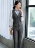 Fashion Plaid Formal 3 Piece Set Women Business Suits With Jackets and Pencil Pants and Vest Coat & Waistcoat Ladies Pantsuits