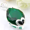 Offerta speciale 10 pezzi / lottp Luckyshine Splendido lucido a forma di cuore gemme di quarzo verde collana in argento pendenti gioielli per le donne