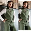 Green Groom Vests 2019 Custom Made Six Five Men Vest Slim Fit Prom Vest Notched Lapel Wedding Waistcoat