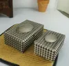 Punk Rivet Design Metal Jewelry Storage Box Modern Graverad Rektangel Zinklegering Princess Smyckesfodral TRINKET Kista Bröllopsfavorer