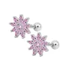 Clous d'oreilles flocon de neige congelés avec zircone cubique, acier chirurgical hypoallergénique, boucles d'oreilles colorées CZ pour femmes et adolescentes