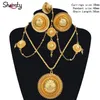 Shamty Ethiopische bruids sieraden sets pure goud kleur Afrikaanse bruiloft oorbellen kettingen ringen hoofdtooi set habesha stijl A30036 J190705