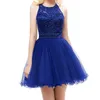 Korta balklänningar för juniorer broderiapparater Tulle Homecoming Dress Backless Teens Semi Formell Special Endan Dresses9785963