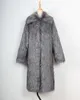Женщины зимний длинный из искусственного шума пальто отключает воротник с длинным рукавом кармана пуговицы женские толстые теплые ветрозащитные версии 6Q0366