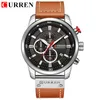 الساعات الرجال العلامة التجارية الفاخرة Curren Chronograph Sport عالي الجودة حزام جلدي الكوارتز Wristwatch Relogio Maschulino