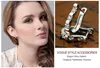 925 Sterling Silver Stud Earrings European Elements Crystal Rhinestones U Design Platinum Plated Zircon CZ Fashion Jewelry for Women Girls