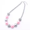 Ganska rosa + silver färg barn chunky halsband nyaste ankomst mode bubbleGume pärla chunky halsband smycken för baby barn flicka