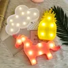 Lampada da tavolo per bambini carini Luci a LED di Natale Fenicottero Unicorno Cuore a forma di ananas Luce notturna per la casa Lampade per la decorazione della stanza Lanterna da modellare