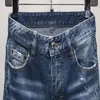 mens jeans Long denim blue skinny ripped pants the version Navy old fashion Italy style bike jeans8559113