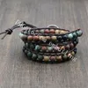 10 sztuk Boho Bransoletka w stosy 3 rzędy Afryki Turkusowe Korzeń Koraliki Skórzane Wrap Bransoletka Z Miłością Heart Button, Natura Inspirowana Biżuteria