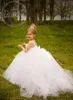 Miniature Bride White Flower Girl Dresses with Detachable Train Little Kids Girls Wedding Dress Party Prom Gowns Girl Pageant Dress