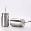 17oz 24oz Mason Jar Mason Tumbler Mason Cans Tasses en acier inoxydable avec couvercle et paille personnalisées