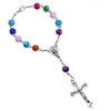 カトリックロザリオ祈りビーズブレスレットクロス模造真珠アクリルバングルファッションリストバンドフィットパーティーお土産