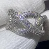 Formato USA 5-10 Hip Hop Gioielli moda vintage 925 Anelli in argento sterling Coppia Anelli Princess Cut Topazio bianco CZ Diamante Matrimonio nuziale R301A