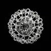 1.3 pouces brillant ton argent clair strass cristal forme ronde fleur broches fête bal mariage accessoires