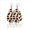 New Stylish Teardrop leather pendant earring Leopard Water droplets charm Dangle earrings for women lady