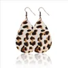 New Stylish Teardrop leather pendant earring Leopard Water droplets charm Dangle earrings for women lady