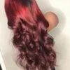 2020 Burgundy Human Hair Wig Wave Body Wace Red Lace Front Hair Parrucche per capelli neri 180 Densità COLLED 13x6 Wigs9130131