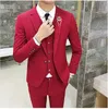 Nouvelle arrivée rouge slim fit hommes de smokings mariage entaille revers un bouton marié smokings 2019 style hommes costume 3 pièces (veste + pantalon + cravate + gilet) 2068