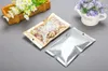 100pcs aluminum foil clear and gold packaging zip lock bags resealable retail dry food packing pouches flat bottom zipper coffee bag