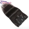 Estensioni Testa piena 8 pezzi 120 g/set Estensioni vergini malesi con clip # 2 Clip di tessuto naturale per capelli umani marrone scuro più scuro per il nero