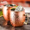 4 Pièces 550 ml 18 Onces Moscou Mule Tasse En Acier Inoxydable Martelé Cuivre Plaqué Bière Tasse Café Tasse Bar Drinkware C19041302