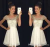 2019 Little White Chiffon Homecoming Dress A Line Cap Sleeves Short Juniors Sweet 15 Graduation Cocktail Party Dress Plus Size Custom Made