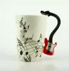 Creative Music Violin Style Guitar Ceramic Mug Coffee Tea Milk Stave Cups with Handle Coffee Mug Novelty Gifts Preference